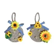 Honeybee Festival Wreath Sunflower Bee Hemp Rope Bow Hanging