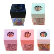 Paper Clip Dispenser Box with 18pcs Metal Paper Clips Paperclips Holder