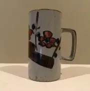 Studio Art Pottery Tan Raised Reindeer Floral Coffee Mug