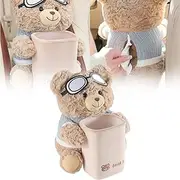 Cute Bear Tissue Holder and Trash Can, Soft Plush Automotive Storage Box, 2 in 1 Car Tissue Box and Trash Can, Suitable for Car Interior Decoration & Storage (1pcs)