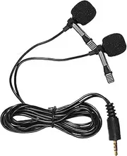 Dual-Head Lapel Omnidirectional Clip-on Microphone Mic for Phone Laptop Camera 3.5mm o Plug Devices for Program Video Recording View Webcast Black One Size