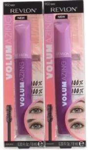 2 Revlon 902 Black 100% Volumazing Mascara Enriched With Carnuaba & Olive Waxes