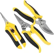 3pcs Stainless Steel Garden Shears Gardening Scissors Pruning Snips and Clippers Multi-Purpose for Tree Trimming Flower Cutting Fruit Picking