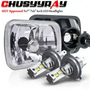 for 1982-2012 Ford E-150 E-250 E-350 Van Pair 5x7 7x6" LED Headlights Hi-Lo DRL