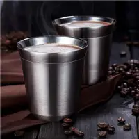 在飛比找ETMall東森購物網優惠-304不銹鋼咖啡杯雙層隔熱防燙水杯創意保溫杯茶杯接粉杯家用杯