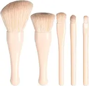 Travel Makeup Brush Set, Professional Cosmetic Brushes, Retractable Applicator for Foundation, Concealer, Eyeshadow, Blush, Loose Powder, On-The-Go Beauty, 11.5 x 9 x 6.5 cm Dark Green Light Beige