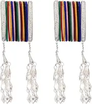 [Efulgenz] Indian Wedding Bridal Bollywood Fashion Bangle Set Multicolor Rhinestone CZ Crystal Velvet Tassle Bangle Boho Bracelet Fashion Jewelry for Women (28 psc)