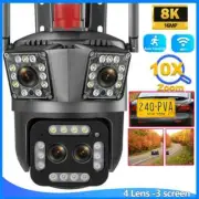 16MP 8K WiFi Camera Outdoor 12X Zoom Surveillance Camera Four Lens Three Screen