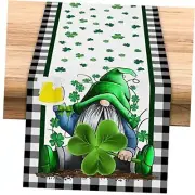 St Patricks Day Table Runner, Gnome Table Runner Green Burlap Table Color 3