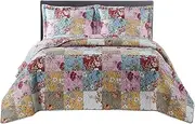 Royal Tradition Daphne Reversible Coverlets, Full Over-Sized 3pc Quilt Set (92-Inch Wide x 96-Inch Long) Lightweight Bedspread