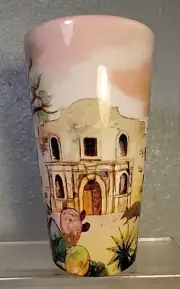 The ALAMO COFFEE Tea MUG Desert Cactus Armadillo Texas 6” Made in Thailand MINT