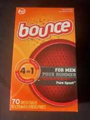 NEW (1) Bounce For Men Pure Sport Fabric Softener Dryer Sheets (70 Sheets) - HTF