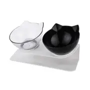 15 Degree Tilted Cat Food Bowl Pet Feeding Bowl Cat Dog Feeder Food Water Bowls with Stand Double Dish Feeder