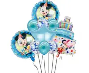 Cartoon Mickey Minnie Cake Balloons Star Foil Balloon Birthday Party Decoration Set - Mickey Cake Blue Set