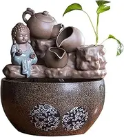 Decorative Fountain, Tabletop Fountain with Atomization, Tathagata Buddha Statue, Ceramic Fish Tank, Indoor Waterfall Fountain