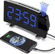 LED Digital Alarm Clock Projection Snooze Time Projector LCD Display FM Radio AU