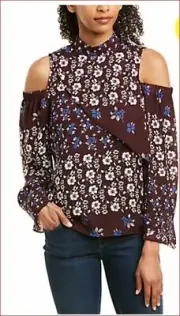 PARKER NYC women blouse top shirt P8I4129PGP Cordovan Acacia sz L $228