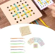 Wooden Threading Toy Double Sided Shape Panels for Children Age 3 4 5 Years