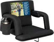 Reclining Stadium Seat – Wide Bleacher Chair with Back Support and Cushion, Armr
