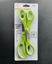 Fiskars 3 pair Green Scissors Sewing Crafting Stainless Steal NEW!