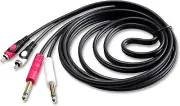 CDQR25 25 Feet Dual 1/4" TS Mono to Dual RCA Male Pro DJ PA Audio Cable