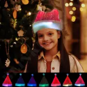 Light Up 7-Color LED Fiber Optic Christmas Santa Hat Party Fun, Rechargeable Hat