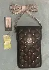 Badgley Mischka vegan leather crossbody chain strap phone bag Black NEW
