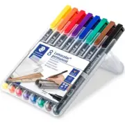 NEW Staedtler 313 Lumocolor Permanent Superfine 0.4mm Marker Pen Multi Wallet 8