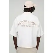 Mens Ecru Oversized Monte Carlo Revere Shirt