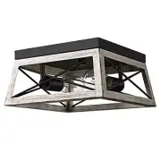 Farmhouse Flush Mount Ceiling Light, Metal Ceiling Light Fixture Light Gray