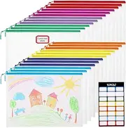 24pcs Mesh Zipper Pouch File Bags Puzzle Storage Bags, A4 13.5x9.5 Inches Large Reusable Zipper Pouches for Organizing Classroom Board Game Organization