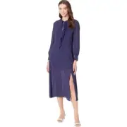 Ted Baker Faithiy Asymmetric Ruffle Midi Skirt Dress Dark Navy Womens Size Ted 2