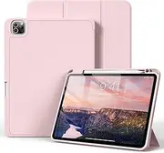 JKSML Case for iPad Pro 11 Inch 4th 3rd 2nd Generation 2022/2021/2020 with Pencil Holder,Trifold Stand Smart Case with Soft TPU Back,Wireless Pencil Charging,Auto Wake/Sleep iPad Pro 11 Case-Pink