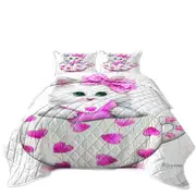 Girly Cat Art Drawings the Hearts Cup Kitty Coverlet