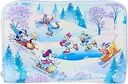 [Loungefly] Disney Mickey and Friends Winter Wonderland Scene Zip Around Wallet, Multicolor, Zip Around Wallet