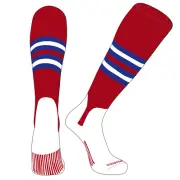 PEAR SOX OTC Baseball Softball Stirrup Socks (F, 5in) Red, Royal, White