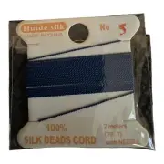 Blue VTG 100% Silk Bead Thread Cords W/Needle Size 5. New In Package. 2 Meters