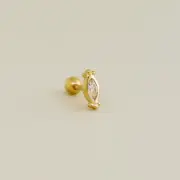 14K REAL Solid Gold Marquise CZ Cartilage Daith Stud Earring Piercing 18 Gauge