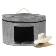 17 x 10 Inch Foldable Round Travel Hat Storage Organizer Box for Women, Grey