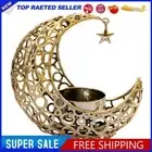 Metal Crescent Candlestick Art Crafts Hollow Moon Candle Holder Ornament (Gold)