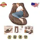 58'' Leopard Print Pregnancy Pillow - Machine Washable and Soft Polyester Fill
