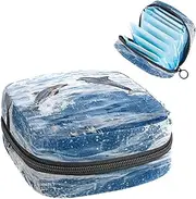 Period Bag,Sanitary Napkin Storage Bag,Sea Dolphins Swim,Tampon Holder for Purse