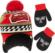 [Disney] boys Winter Hat and Mitten Set, Cars Lightning Mcqueen Toddler Beanie for Ages 2-4