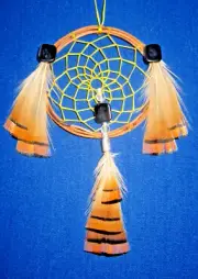 Native American Dreamcatcher Golden Pheasant 3 1/2" Handmade by Shekestua