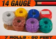 14 Gauge 12v Automotive RV Trailer Hook Up Primary Wire - 7 Colors - 50 Feet EA