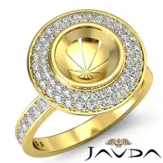 Diamond Engagement Round Shape Semi Mount Halo Pave Ring 14k Yellow Gold 0.75Ct