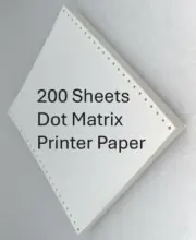 Vintage Continuous Tractor Feed Dot Matrix Printer Paper 8.5" x 11" 200 sheets