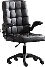 Classic Office Chair Home Office Desk Chairs with Flip-up Armrest, Faux Fur Rolling Desk Chair Desk Task Chair(Black)