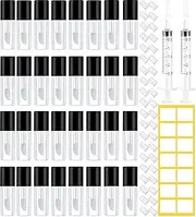 1.2ML Empt Lip Gloss Tube, 20Pack Clear Mini Refillable Lip Balm Bottles Transparent Lipstick Containers for Lip Samples Portable DIY Containers Vials with Lipbrush and Cover for Travel and Home Use