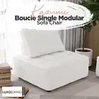 Single Sofa Boucle Modular Sofa Chair Upholstered Modern Lounge Cream White